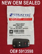 NEW OEM 5913598 20873621 GM Chevrolet Logo Switchblade Flip Key Remote