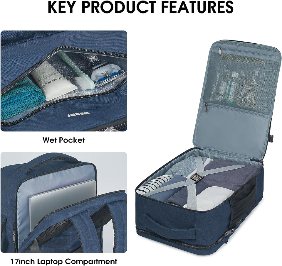 WANDF Travel Backpack for Spirit Airlines Personal Item Bag 18X14X8