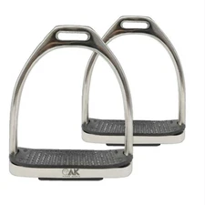 AK Stainless Steel Plane Horse Riding Stirrups with Black Treads