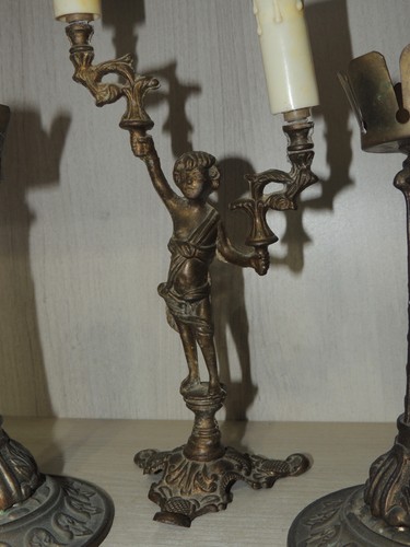 Tríptico Candelabros En Bronce Antigua - Imagen 11 de 21