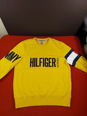 Tommy Hilfiger Denim Men's Medium Sweatshirt Yellow Crew Neck 
