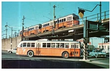 Massachusetts MA Cambridge PCC Cars Buses 1960 Vintage Chrome Postcard-L2-230