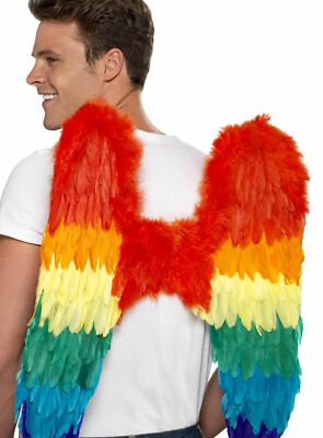 Regenbogen Federflügel 60x60 Cm - Bunte Flügel Für Kostüme & Partys