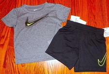 NIKE SPORT AUTHENTIC BABY BOYS BRAND NEW ORIGINAL 2Pc SHORTS SET Size 24M, NWT