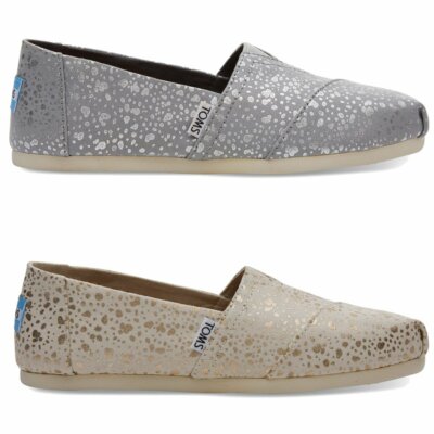Toms Classics Damen Gold- oder Silberfolie Schneeflecken Größe 4 4,5 5