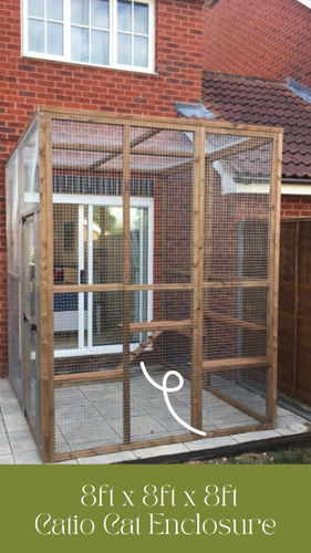 Catio / Cat Lean to 8ft x 8ft x 8ft tall with ladders and shelves secure run - Video 1 of 1