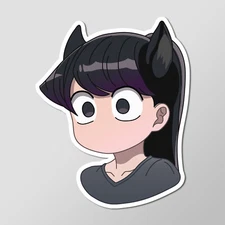 Komi Can't Communicate Anime, Komi-San w/ Cat Ears Vinyl Sticker 2.5" Wide