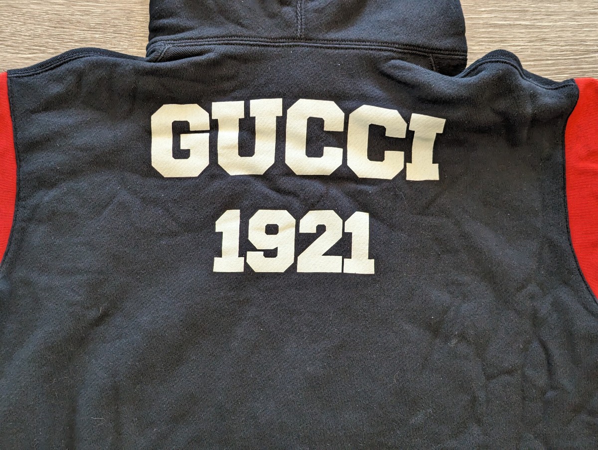 GUCCI 100 Music Is Mine Hoodie Sweatshirt Black Red Size