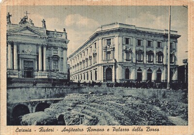 Postcard Ephemera Palazzo della Borsa e Anfiteatro Romano Milan Italy 