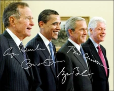 4 Presidents Autographed Reprint Photo 8X10 Bush Obama Clinton  Buy 2 Get 1 FREE
