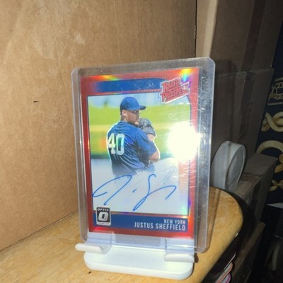 Panini Donruss Optic Rated Prospects Justus Sheffield Auto Yankees Red /50 Card