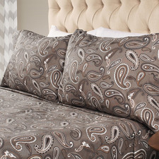 Superior Flannel Brushed Cotton Paisley Bed Sheet Set Soft Warm Bedding