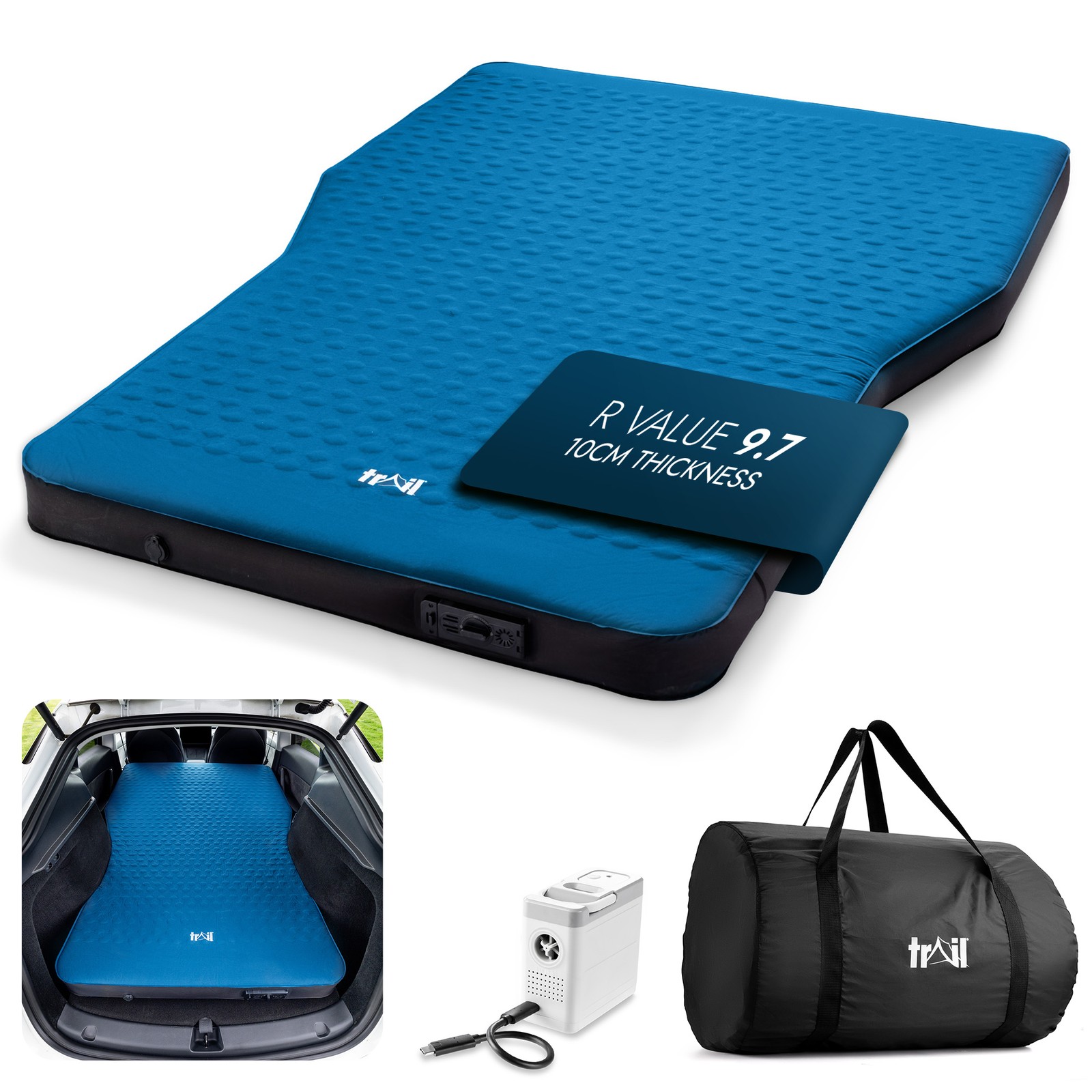 Trail Inflatable Car Mattress with Pump Memory Foam SUV Air Bed Tesla Y