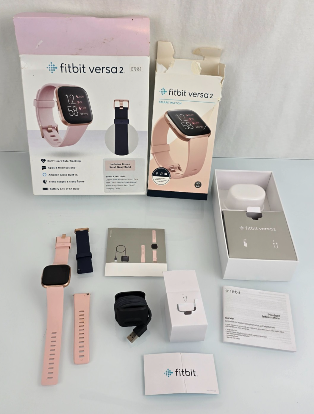 Fitbit Versa 2 Smartwatch with Copper Rose Pink Band for Health & Fitness Tracking  -image