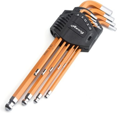 Awang Sechskantschlüssel-Set 9-teilig metrisch Sechskantschlüssel, Cr-V langer Arm Sechskantschlüssel
