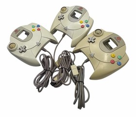 Lot 3 Sega Dreamcast White Controllers Untested Missing Analog Stick FOR PARTS