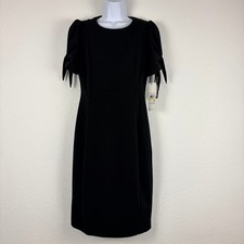 Calvin Klein Crepe Tie Cuff Sleeve Sheath Dress Black Sz 4 New Career Workwear