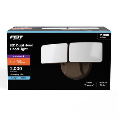 Feit Electric Bronze Aluminum 120V 2000 lm. 5000K Dusk to Dawn Hardwired LED Sec