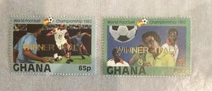 Ghana Stamps with Overprint Winner Italy. World Cup 1982 MHN. MNH OG