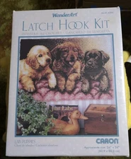 WonderArt LAB PUPPIES Labs Latch Hook Kit 20" x 27" New Sealed 4386 Caron USA