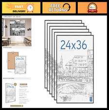 24x36 Black Poster Frame Set - Lightweight Vertical  Horizontal Wall Hanging fo