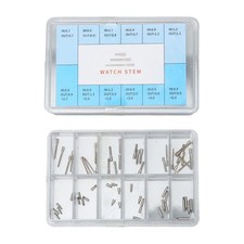 60Pcs 0.7mm-0.9mm Stainless Steel Watch Winding Stem Extender Assortment Box