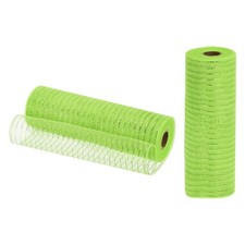 2 Rolls 10 Inch x 10 Yard Burlap Mesh Ribbon with Green Foil for Wreaths