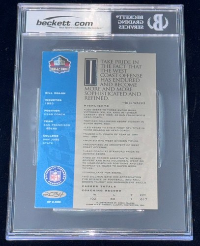Bill Walsh 1998 Ron Mix HOF Platinum Auto Signed Rookie Card (RC) Beckett BAS - Picture 4 of 4