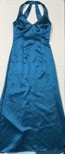 RAMPAGE Teal Green Formal Satin Halter 3D Appliqu s Gown Vintage Prom