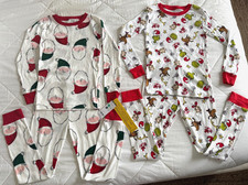 Lot of 2 Carter's Christmas Pajamas, Boys 7, Grinch NWOT, Santa NWT. Cotton