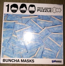 1000 piece JIGSAW PUZZLE NEW SEALED BUNCHA MASKS FACE FUNWARES BRAND LOTS OF FUN