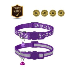 Safe and Stylish 2-Pack Reflective Cat Collars - Breakaway Design in Purple