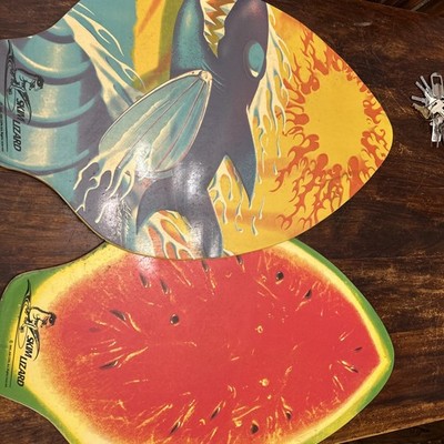 2 Vintage Wood Skim Boards Skim Lizard  05 Michael Searle Shark Vibrant Graphics