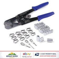 Multipurpose Crimping Tool Set for Steel Cables with 100 Aluminum Sleeves