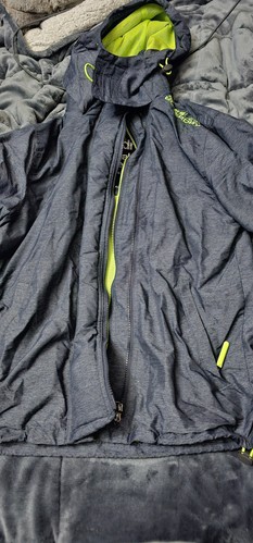 Superdry Original Windcheater Jacket U.S Medium Navy Blue&Neon Yellow Green - Picture 2 of 10