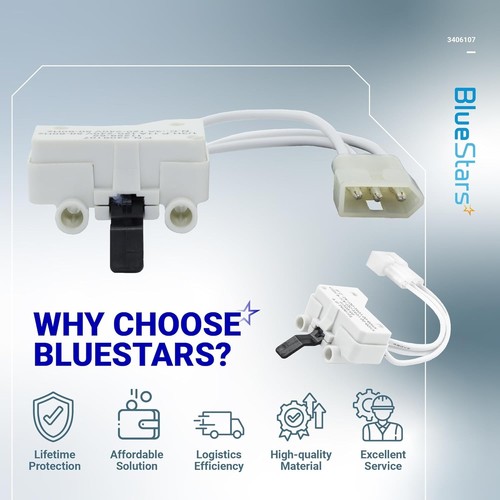 BlueStars WP3406107 3406107 Dryer Door Switch - Compatible Pack of 1, White - Picture 9 of 9