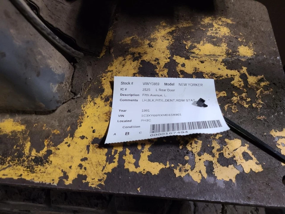 Driver Left Rear Side Door Fits 90-91 IMPERIAL 602846 - Image 3 of 3