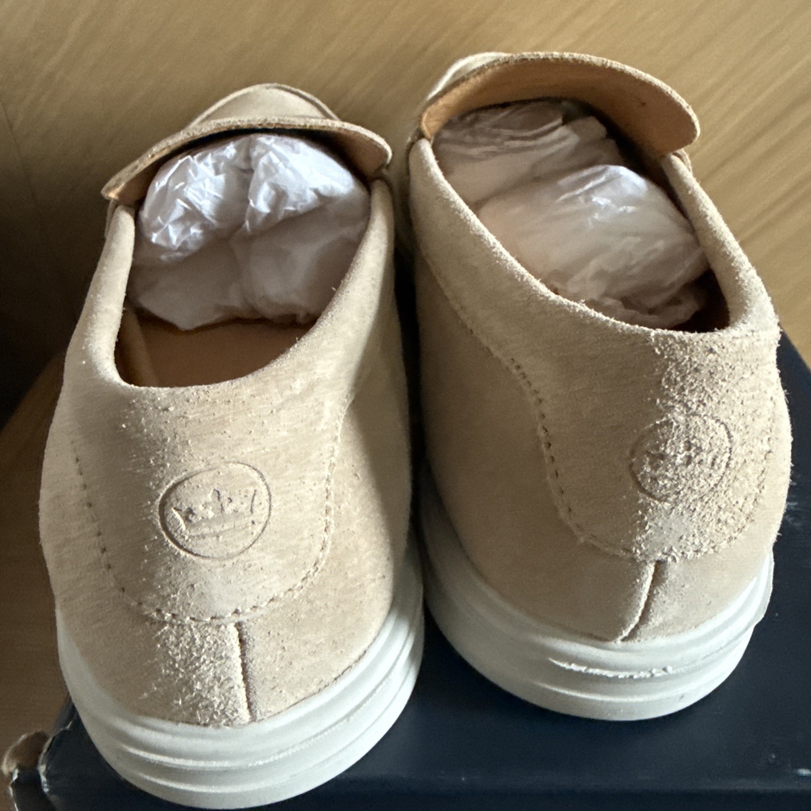 NEW MENS PETER MILLAR EXCURSIONIST PENNY LOAFER SHOES, 11.0 MEDIUM, SAND