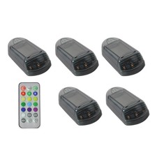 5pcs Wireless Solar Led Truck Cab Clearance Lights Amber Roof Mount With Remote