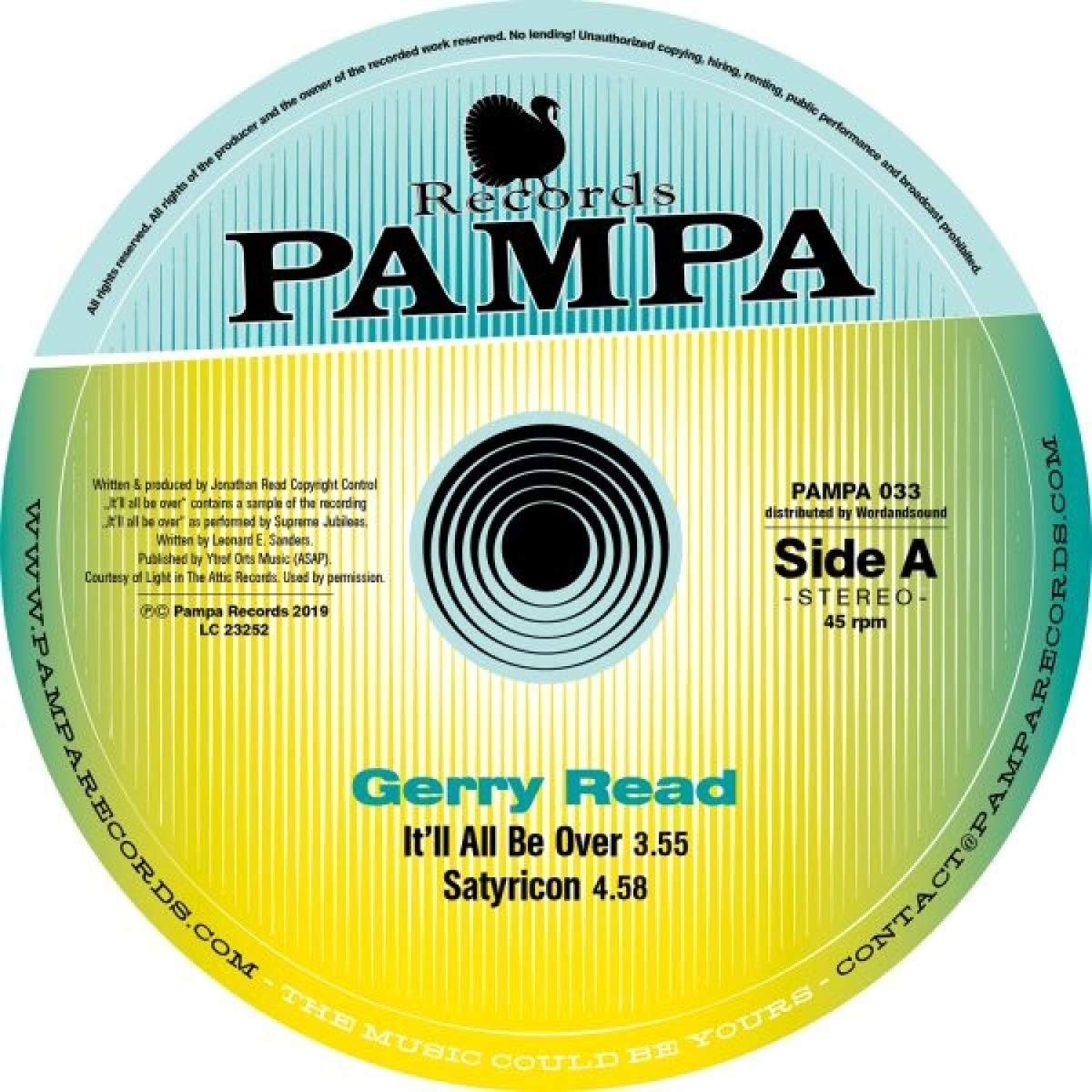 Gerry Read It'll All Be Over 12 Inch Vinyl PAMPA033 Nuovo