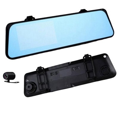 4.3'' Rearview Mirror Monitor 1080P HD Video Dual Lens Driving Video Recorder