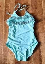 Circo Mint green Swimsuit Girl Sz L 12/14 sequins beach summer vacation