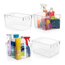 Clear Plastic Storage Bins Pantry Organizers Containers Kitchen Laundry Room New