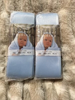 Wrights satin blanket binding new lot of 2 packages blue 794 052