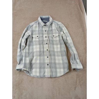 Outerknown Blanket Shirt Flannel Men size XS Grey White Plaid Pattern