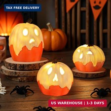 Halloween Decorations,Light Up Ghost Pumpkin Decorations Set of 3,Cute Halloween