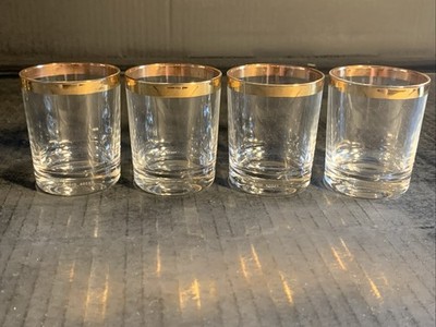 4 - Porto Rozes Gold Rim Shot / Brandy Glasses - 2.75  Tall