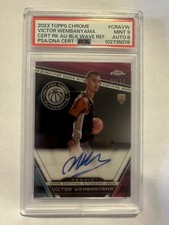 2023-24 Topps Chrome VICTOR WEMBANYAMA Jersey #4/10 Black Wave Rookie Auto PSA 9