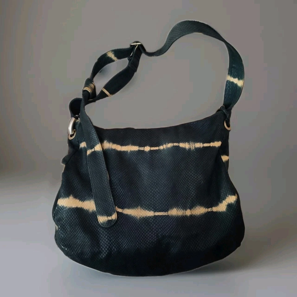 Banana Republic HOBO Dark Green Faux Snake Skin Handbag Shoulder Bag Tote COOL