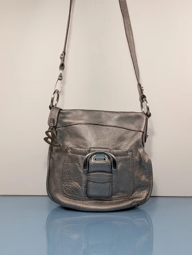 B Makowsky Silver Pebbled Soft Leather Small Convertible Crossbody Shoulder Bag - Picture 2 of 16